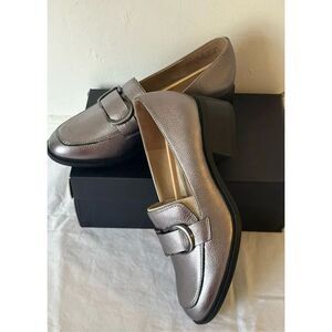 Naturalizer Women's leather pascal pump loafer in silver size 8,5 , NIB